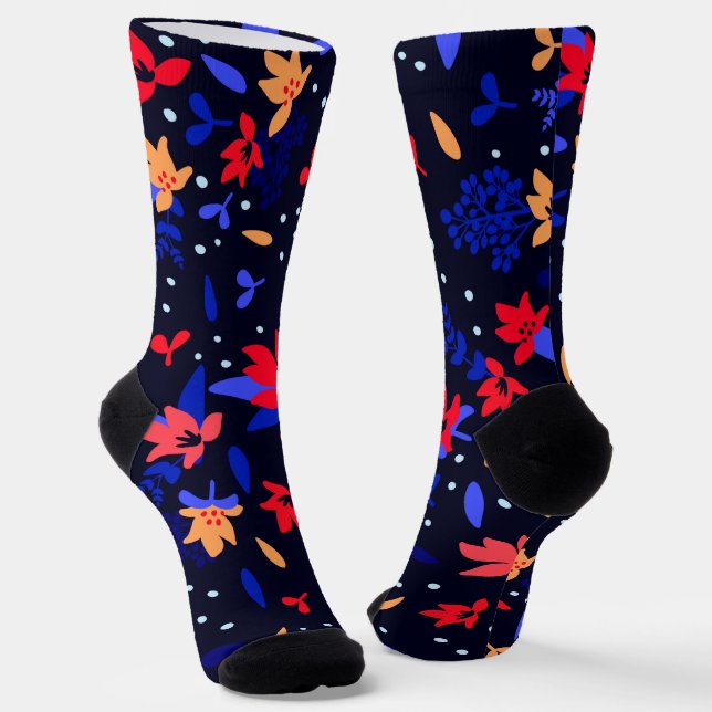 Nahtloses Abstraktes Blumenmuster Socken (Gewinkelt)