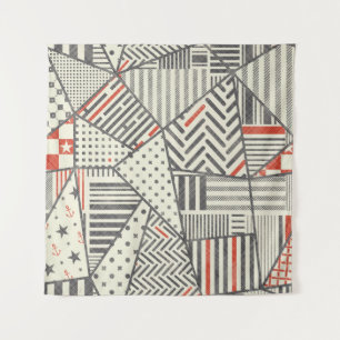 Nahtloses abstraktes Patchwork in Retrofarben. End Wandteppich