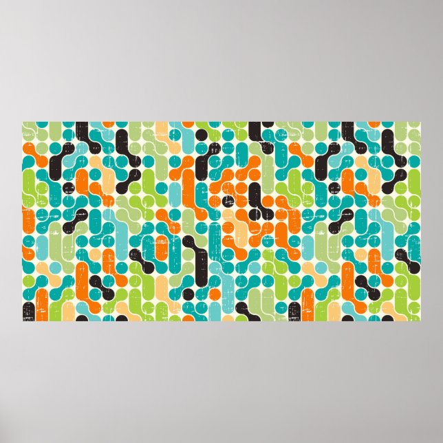 Nahtloses abstraktes Retrogeometrie Poster (Vorne)