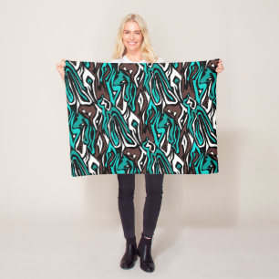 Nahtloses abstraktes Zeballeder, modern blau b Fleecedecke