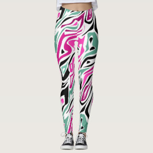 Nahtloses abstraktes Zeballeder, modern schwarz Leggings