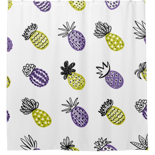Nahtloses Ananas-Muster Duschvorhang (Vorderseite)