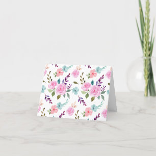 Nahtloses Aquarell mit rosa Blumen Dankeskarte