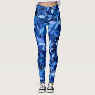Nahtloses blaues Blumenmuster Leggings