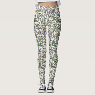 Nahtloses blaues, gelbes und weißes Blumenmuster  Leggings