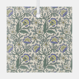Nahtloses blaues, gelbes und weißes Blumenmuster Ornament Aus Glas