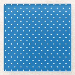Nahtloses blaues Hintergrund-Polka-Punkt-Muster Glasuntersetzer