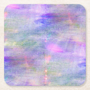 nahtloses blaues, rosa Hintergrundgelb-Aquarell Rechteckiger Pappuntersetzer