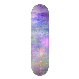 nahtloses blaues, rosa Hintergrundgelb-Aquarell Skateboard