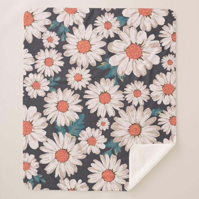 Nahtloses Blossom Daisy Blume Muster Sherpadecke (Vorderseite)
