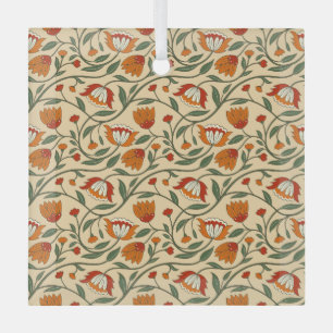 Nahtloses Blumenmuster auf beigem Hintergrund Ornament Aus Glas