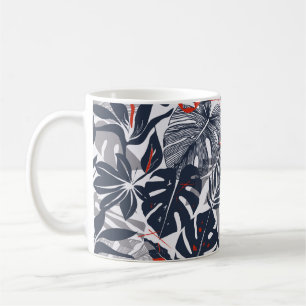 Nahtloses Blumenmuster aus exotischen Dschungelpfl Kaffeetasse