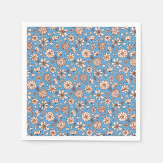Nahtloses Blumenmuster blau Serviette