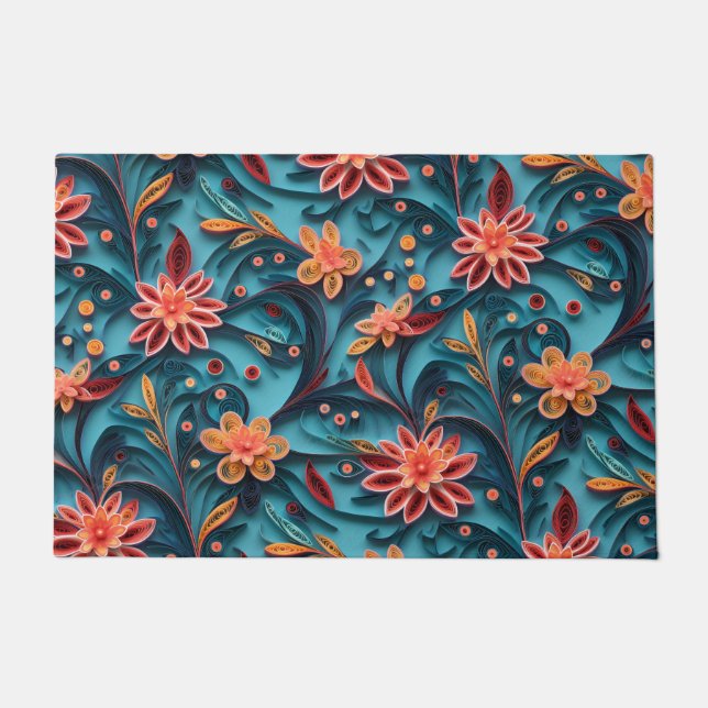 Nahtloses Blumenmuster Door Mat Fußmatte (Vorderseite)