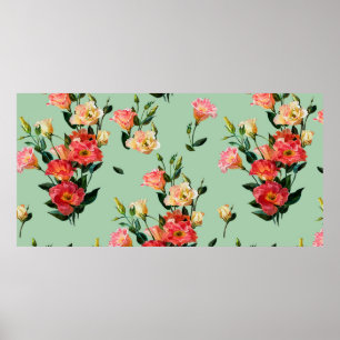 Nahtloses Blumenmuster im viktorianischen Stil. Bo Poster