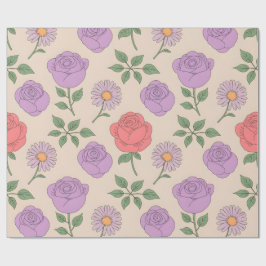 Nahtloses Blumenmuster mit farbenfrohen Rose Geschenkpapier