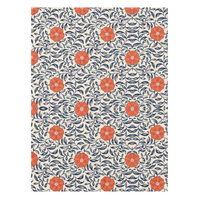 Nahtloses Blumenmuster mit leuchtend orangefarbene Tischdecke (Vorderseite)