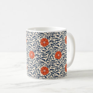 Nahtloses Blumenmuster mit leuchtender orangefarbe Kaffeetasse