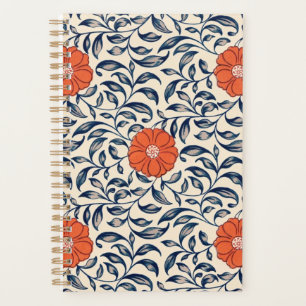 Nahtloses Blumenmuster mit leuchtender orangefarbe Planer