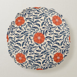 Nahtloses Blumenmuster mit leuchtender orangefarbe Rundes Kissen