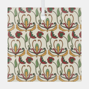 Nahtloses Blumenmuster mit Rot und Gelb  Ornament Aus Glas
