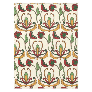 Nahtloses Blumenmuster mit roten und gelben Tischdecke