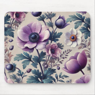 nahtloses Blumenmuster mit schöner Anemone Mousepad