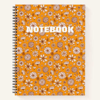 Nahtloses Blumenmuster orange Notizbuch