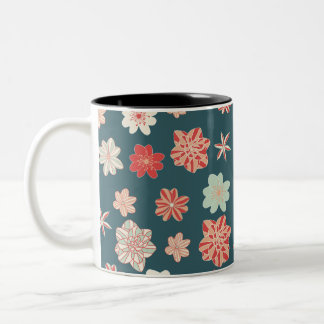 Nahtloses Blumenmuster Zweifarbige Tasse