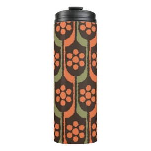 Nahtloses Blumenwiederholungsmuster orange Gold50e Thermosbecher