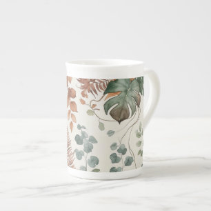 Nahtloses Boho-Blumenmuster Blumen Prozellantasse
