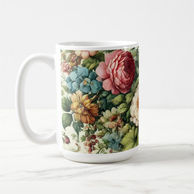 Nahtloses Botanisches Blumenmuster Kaffeetasse (Links)