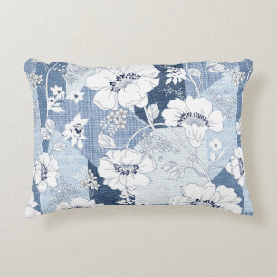 Nahtloses Denim-Patchwork für die Blume Dekokissen