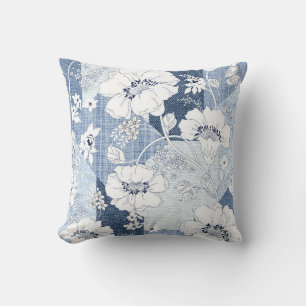 Nahtloses Denim-Patchwork für die Blume Kissen