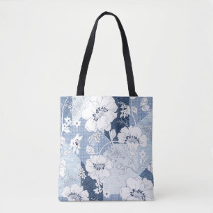 Nahtloses Denim-Patchwork für die Blume Tasche