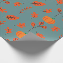 Nahtloses Fallwackelpapier: Blätter und Pumpkins Geschenkpapier