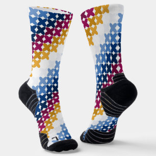 Nahtloses farbenfrohes Cross-Stitch-Muster Socken