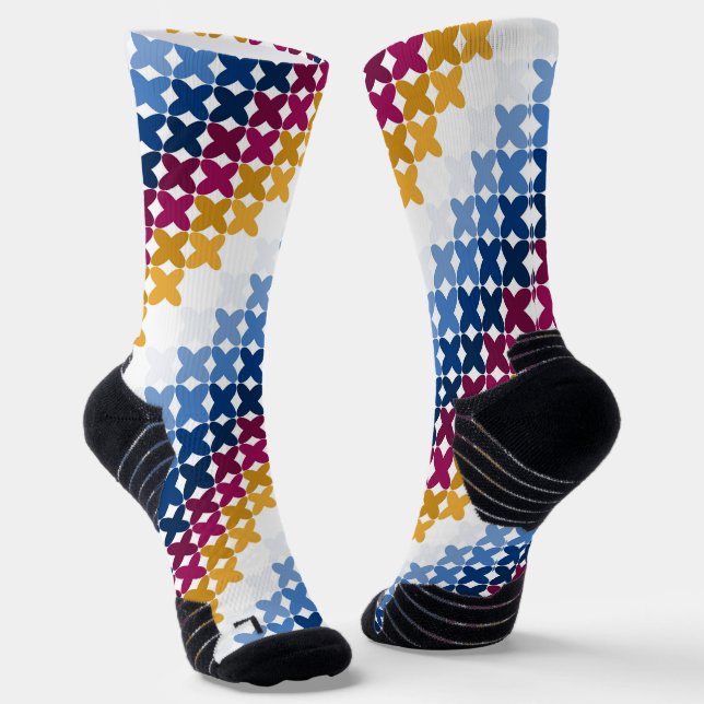 Nahtloses farbenfrohes Cross-Stitch-Muster Socken (Gewinkelt)