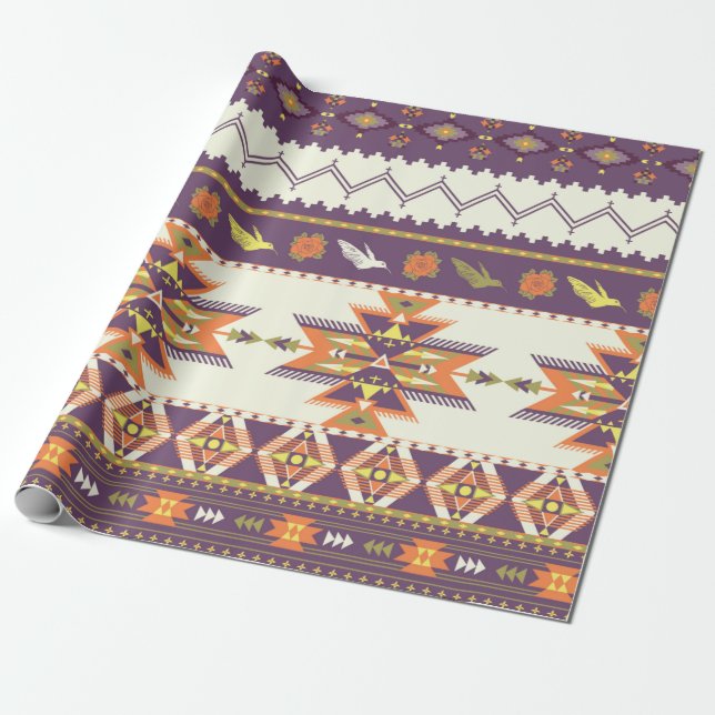 Nahtloses farbiges Aztec Muster Geschenkpapier (Ungerollt)