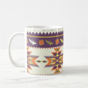 Nahtloses farbiges Aztec Muster Kaffeetasse