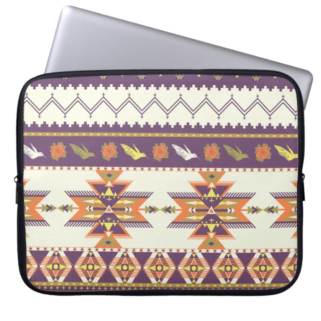 Nahtloses farbiges Aztec Muster Laptopschutzhülle (Vorderseite)