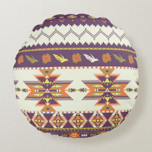 Nahtloses farbiges Aztec Muster Rundes Kissen
