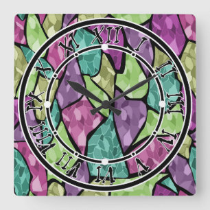 Nahtloses Fliesenmosaik kaleidoscope abstrakt mode Quadratische Wanduhr