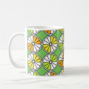 Nahtloses Fruchtmuster. Gemalte Abbildung. Oran Kaffeetasse