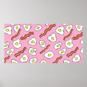 Nahtloses Frühstücksbild mit gebratenen Eiern und Poster