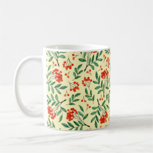 Nahtloses gelbes Muster mit Rowan. Wasserfarbe han Kaffeetasse