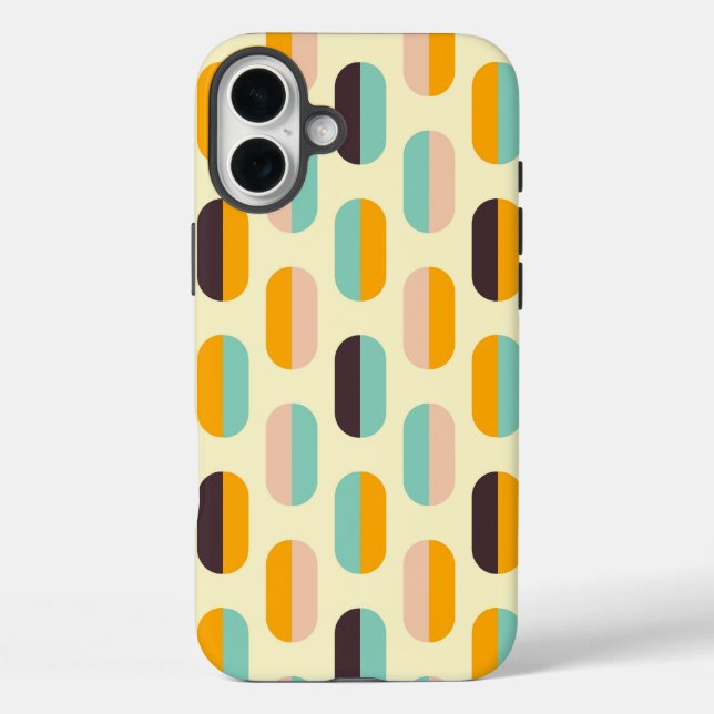 Nahtloses geometrisches Muster im Retro-Stil iPhone 16 Plus Hülle (Rückseite)