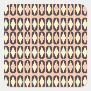 Nahtloses geometrisches Muster in dunkelbraunem Bl Quadratischer Aufkleber