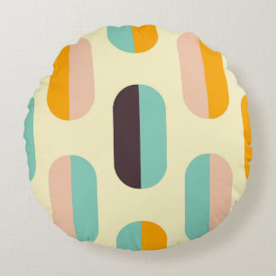 Nahtloses geometrisches Muster in Retro-Optik Rundes Kissen