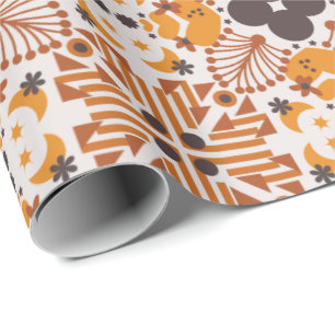 Nahtloses geometrisches Muster mit orangefarbenem Geschenkpapier